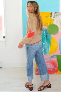Kerri Rosenthal Maxwork Cable Pullover Sweater Camel