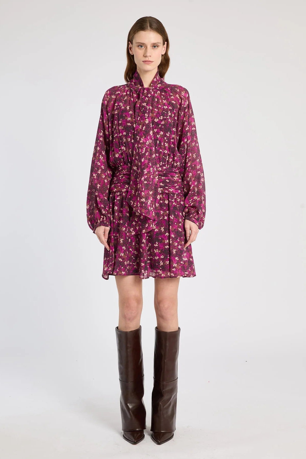 Marella MA10093-002 robe Uguale imprimé fuchsia