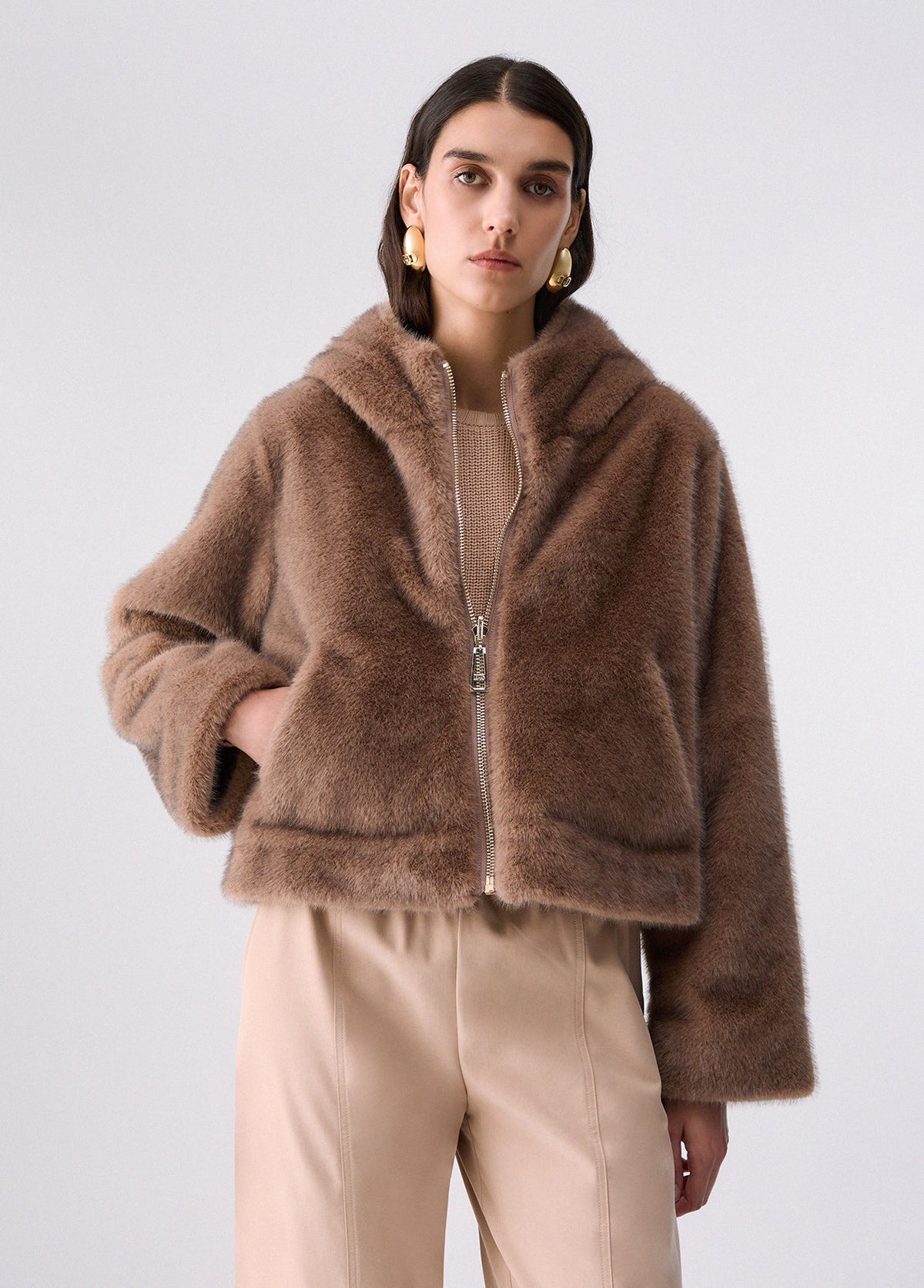 Liu Jo Sport Reversible Teddy Jacket - Light Glace/Beige