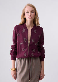 Liu Jo Sport Sweatshirt With Jewel Embroidery - Red Aubergine