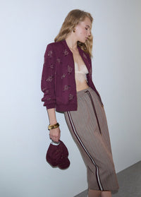 Liu Jo Sport Sweatshirt With Jewel Embroidery - Red Aubergine