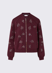 Liu Jo Sport Sweatshirt With Jewel Embroidery - Red Aubergine