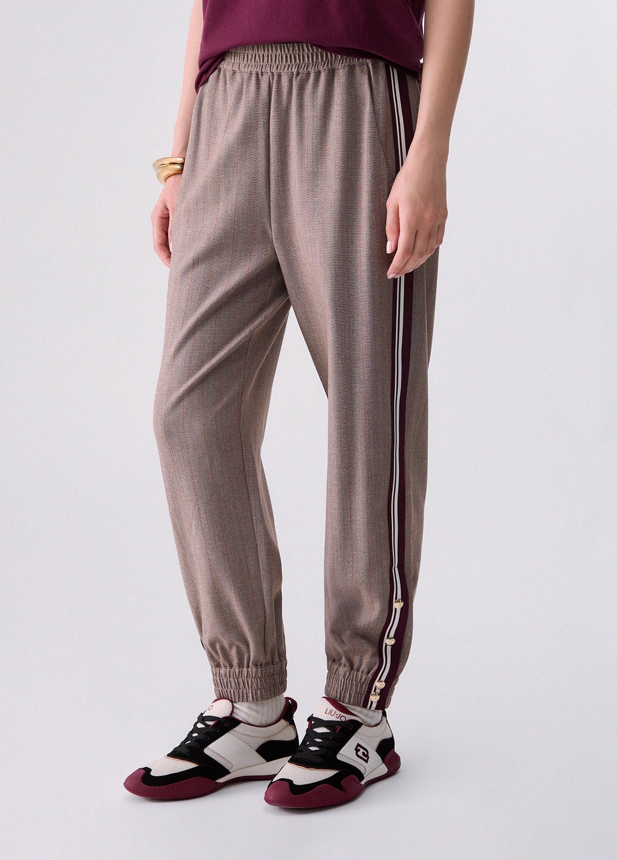 Liu Jo Sport Jogging Pants with Side Tape - Brown Rust/Beige