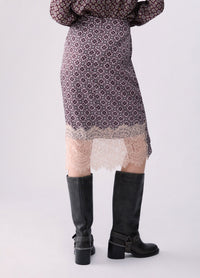 Liu Jo White Midi Skirt with Lace Details - Big Lil Geom Sm/Aubergine