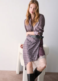 Liu Jo White Midi Skirt with Lace Details - Big Lil Geom Sm/Aubergine
