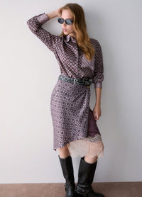 Liu Jo White Midi Skirt with Lace Details - Big Lil Geom Sm/Aubergine