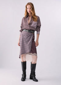 Liu Jo White Midi Skirt with Lace Details - Big Lil Geom Sm/Aubergine
