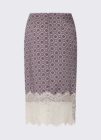 Liu Jo White Midi Skirt with Lace Details - Big Lil Geom Sm/Aubergine