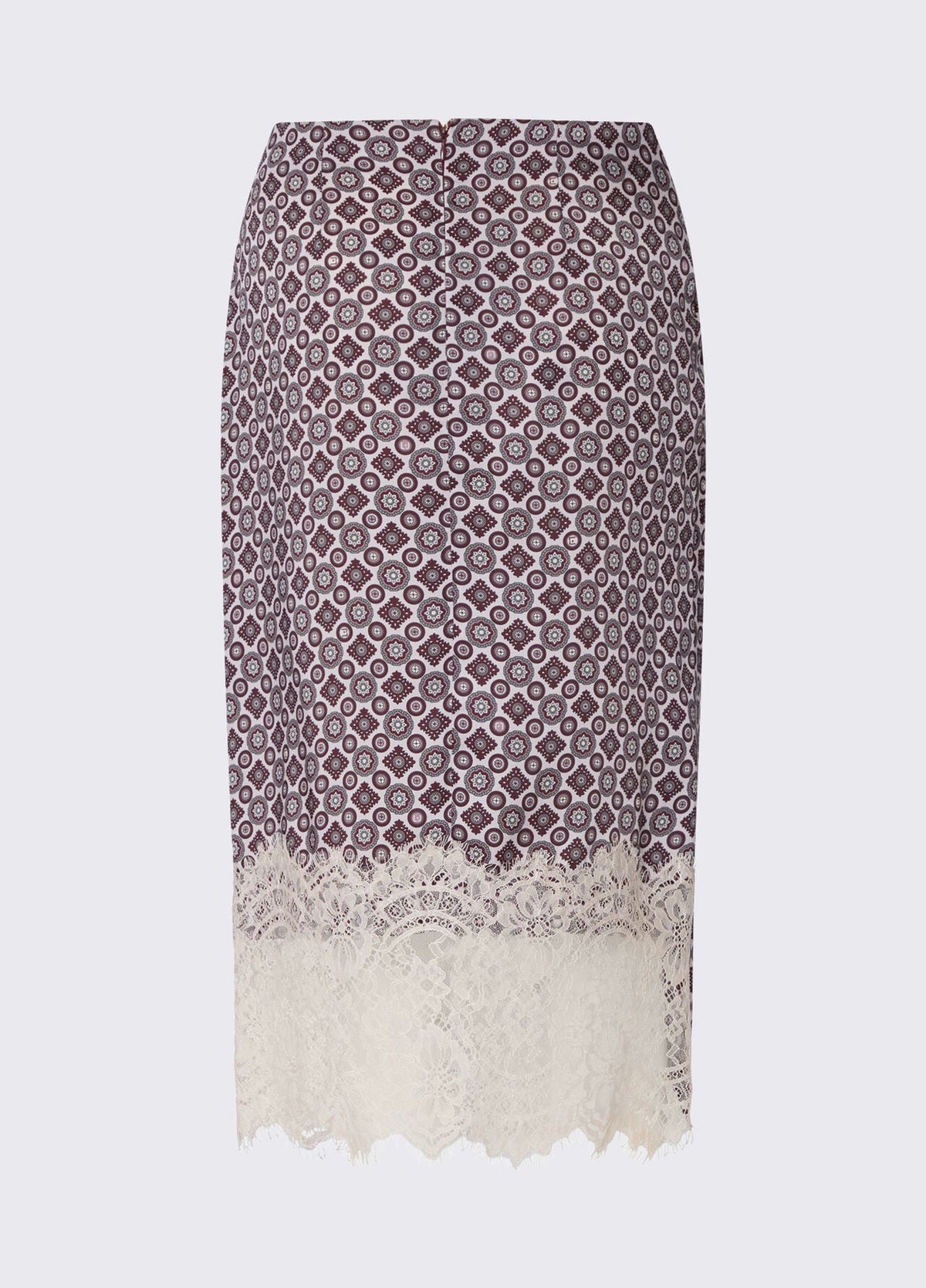 Liu Jo White Midi Skirt with Lace Details - Big Lil Geom Sm/Aubergine