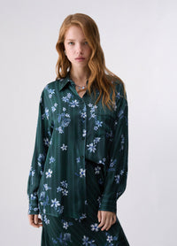 Liu Jo White Printed Satin Shirt  - Green Precious