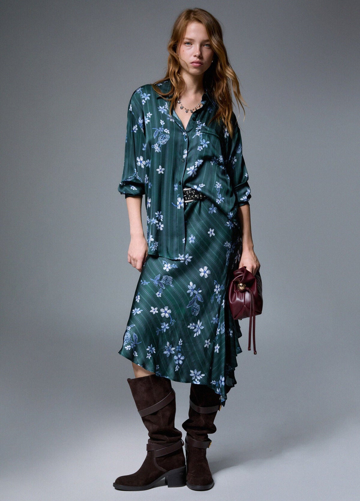 Liu Jo White Printed Satin Shirt  - Green Precious
