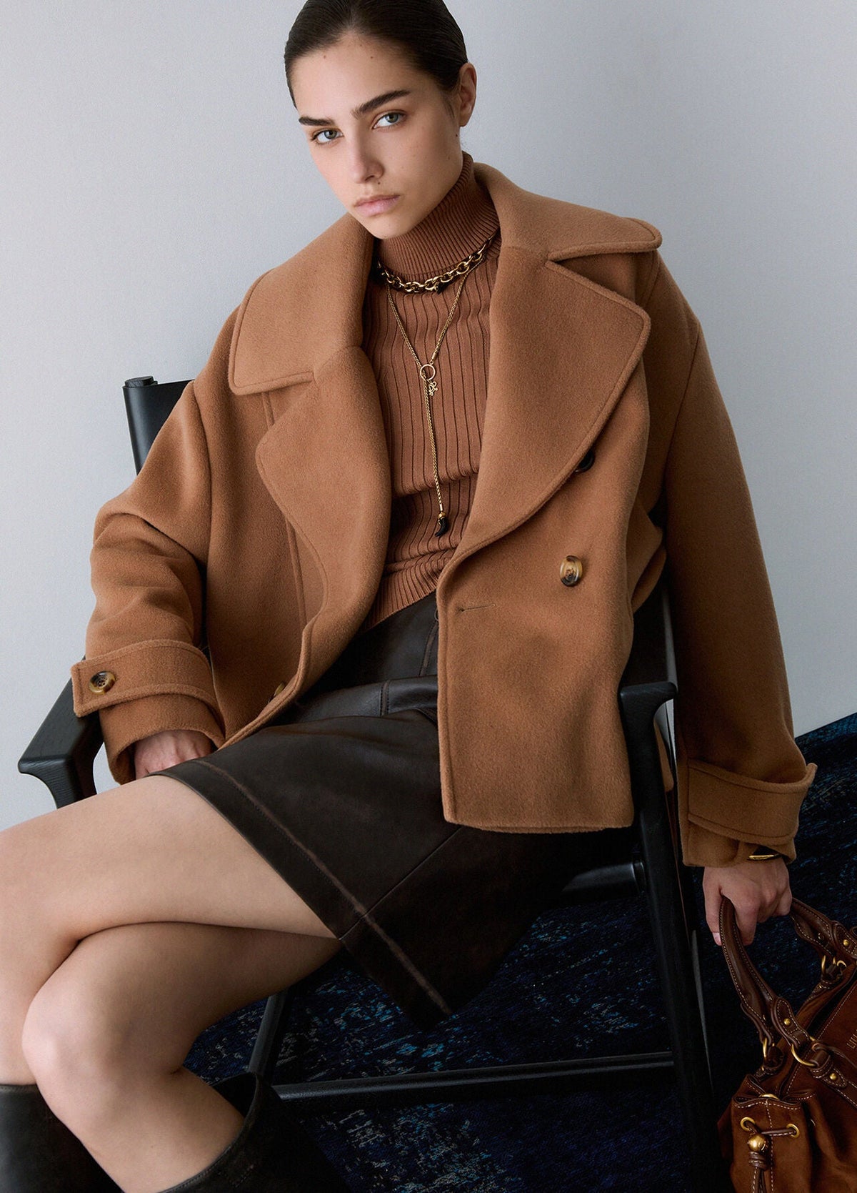 Liu Jo White Short Double-Breasted Wool Coat- Cozy Beige