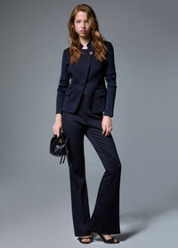 Liu Jo White Flare Pants in Punto Milano - Nuit Noir