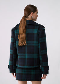 Manteau court en laine Liu Jo White - Tartan/Green/Blue