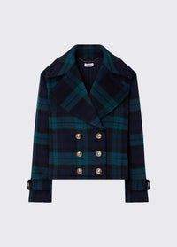 Manteau court en laine Liu Jo White - Tartan/Green/Blue