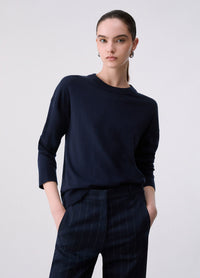 Liu Jo White Wool Blend Sweater - Nuit Noir/Dark Blue