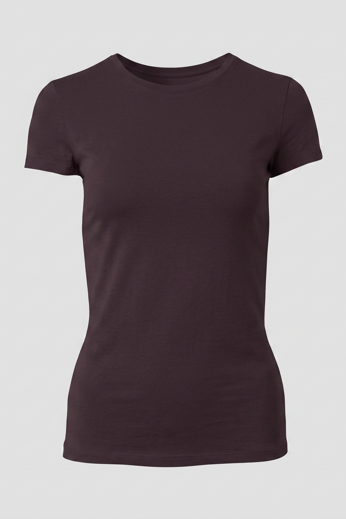 T-shirt à manches courtes col rond toucher doux Majestic Filatures - Mousse au chocolat