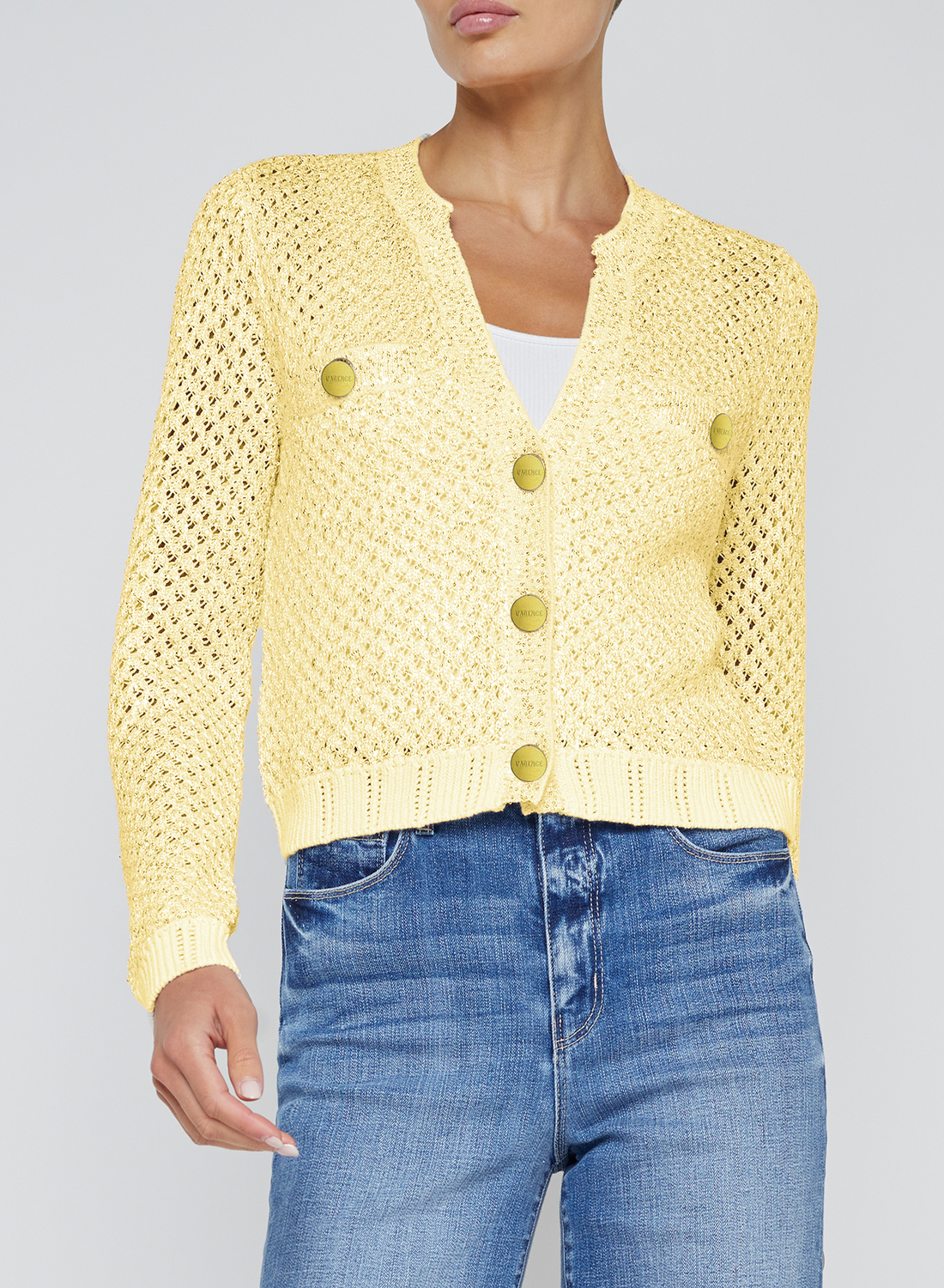 L'Agence Blanca Cardigan Sequin Lemon Sorbet