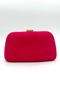 Tres Chic Tres Chic Velvet Leaf Clutch Hot Pink