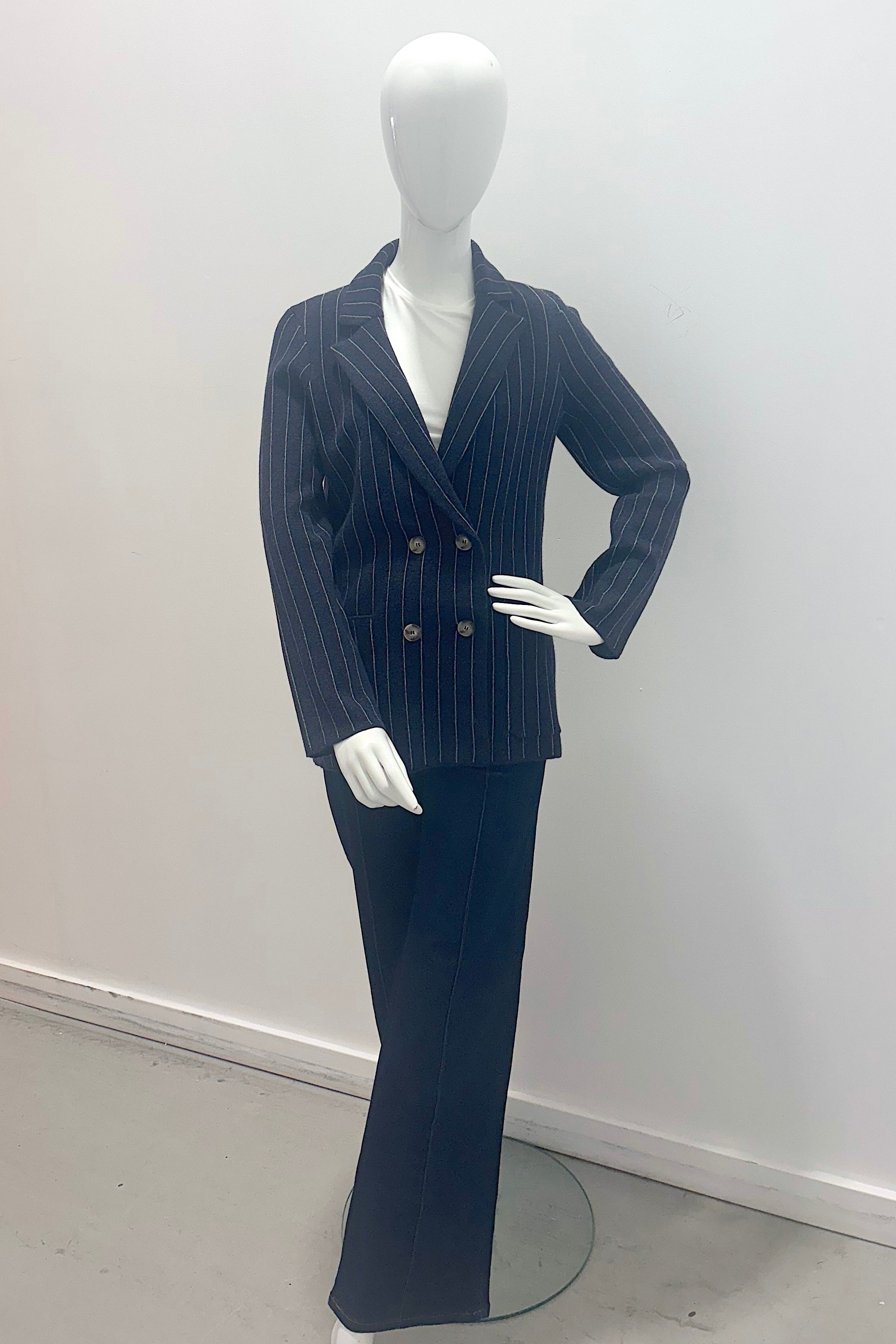 Tonet Striped Knitted Blazer Navy Flannel