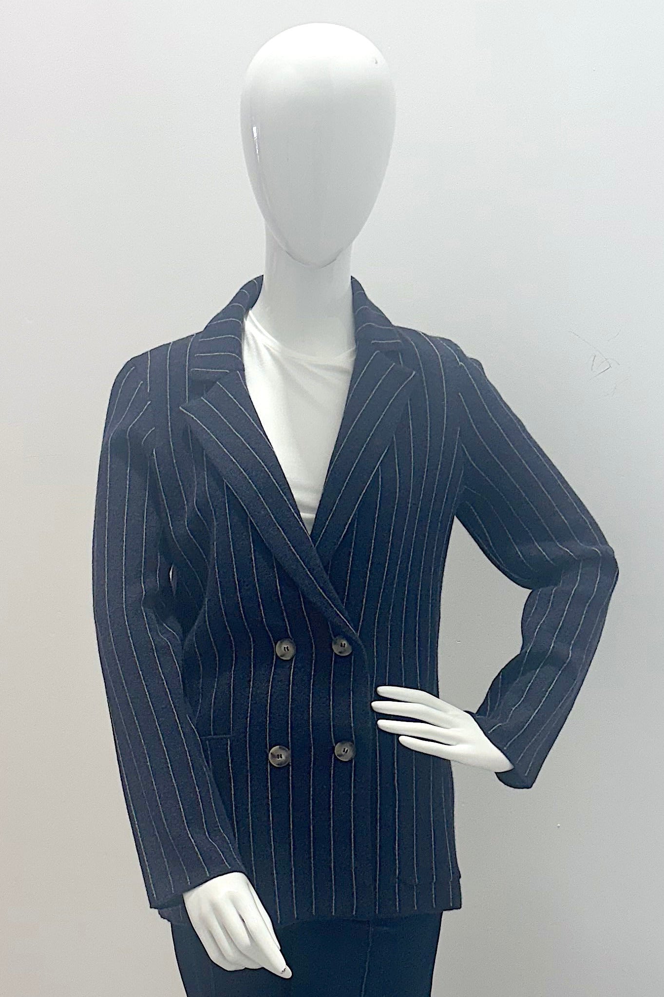Tonet Striped Knitted Blazer Navy Flannel