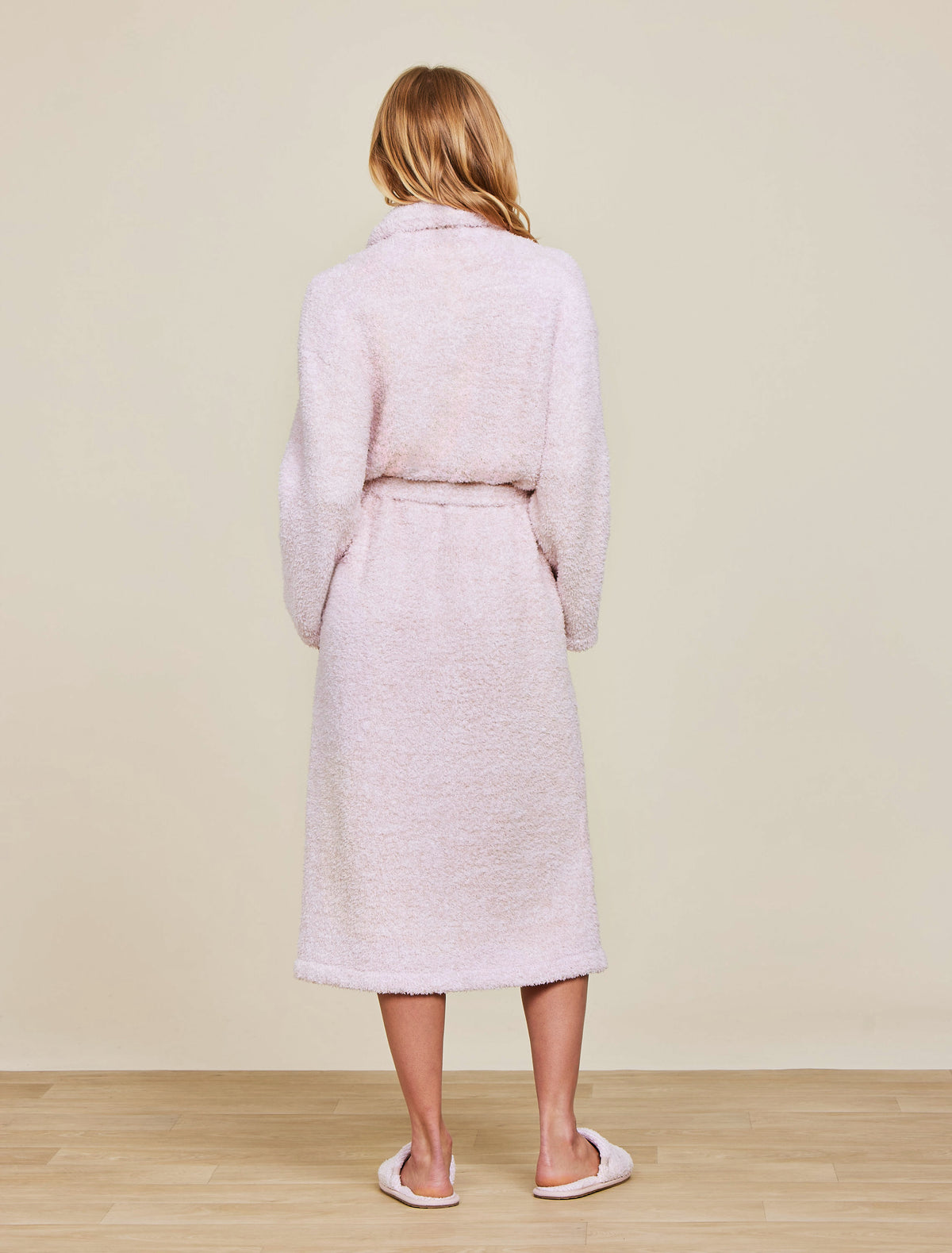 Barefoot Dreams Womens Cozychic Adult Robe Heathered Dusty Rose/White