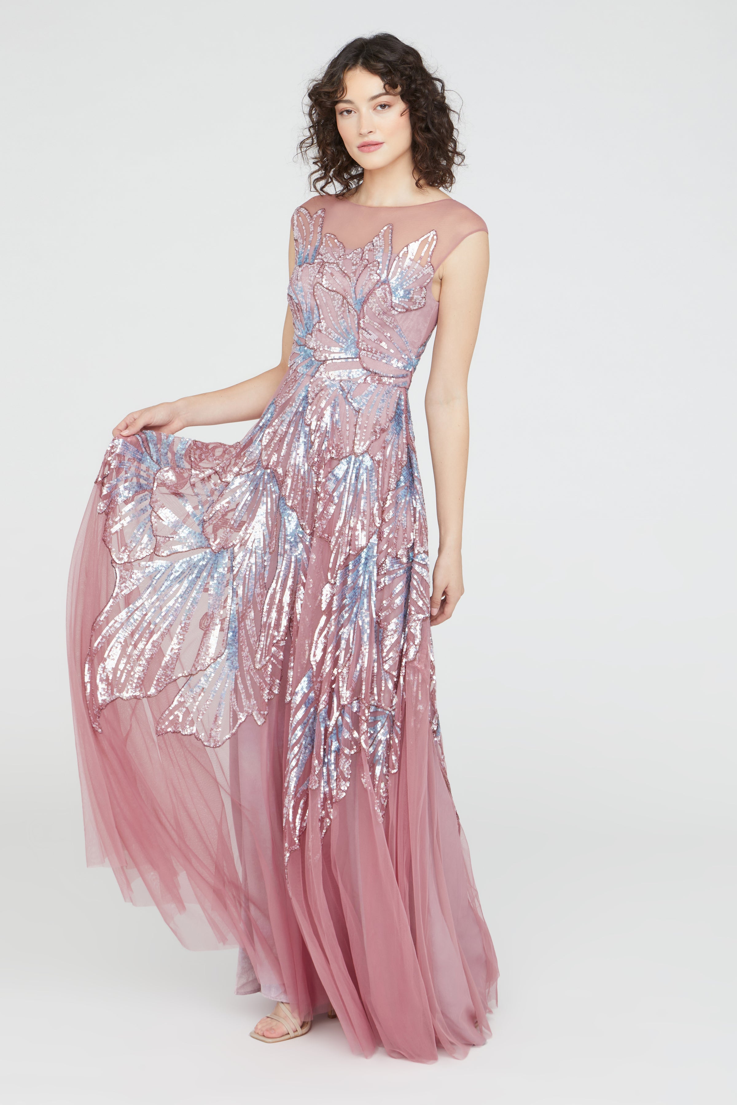 boutique beaded cap sleeve maxi dress Beaded Embellished Cape Sleeve Maxi Dress FASHIONISKO