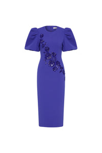 Robe midi Evolet à manches bouffantes Rebecca Vallance bleu ultra marine