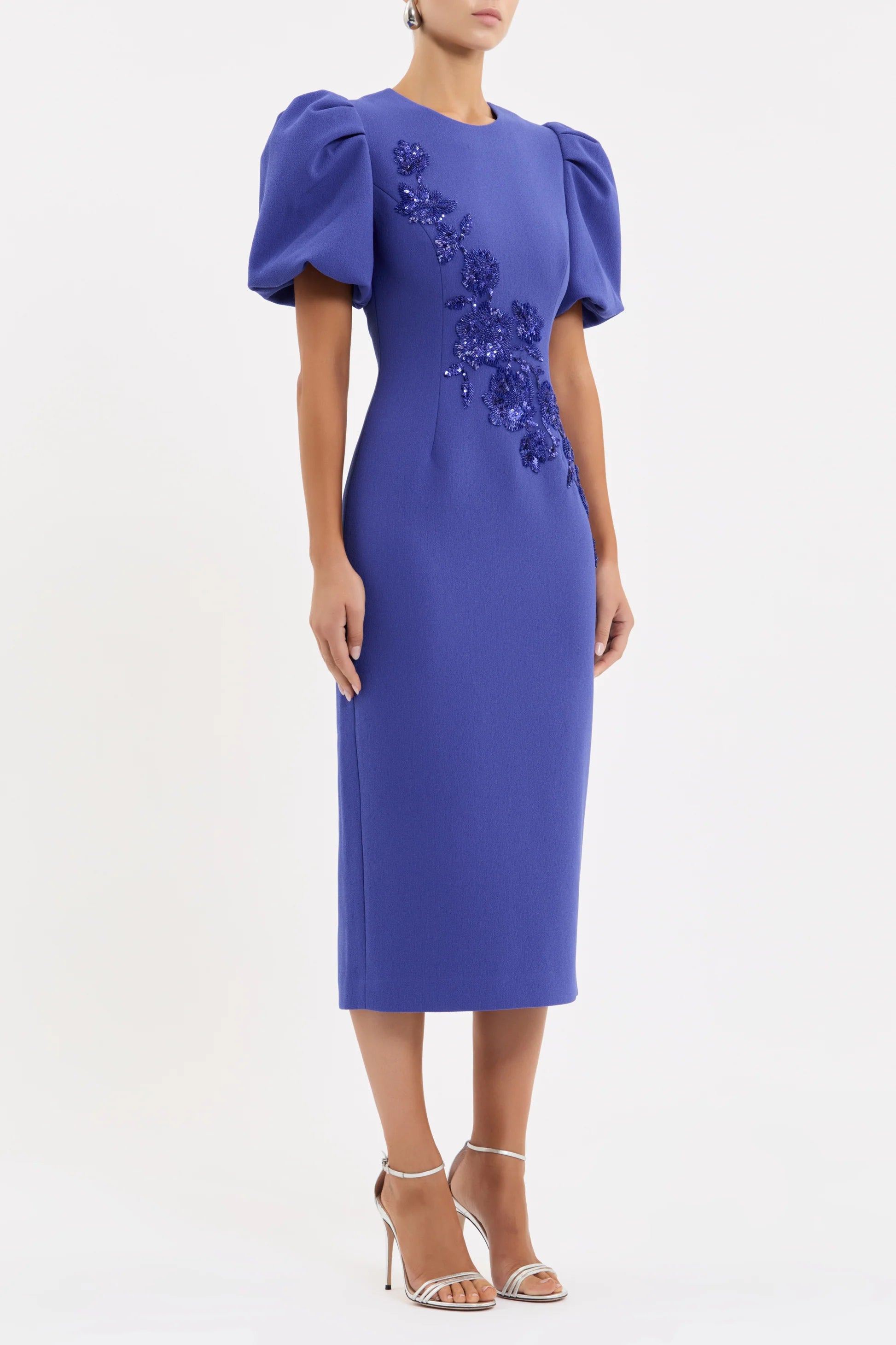 Robe midi Evolet à manches bouffantes Rebecca Vallance bleu ultra marine