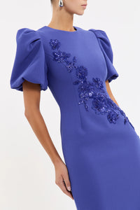 Robe midi Evolet à manches bouffantes Rebecca Vallance bleu ultra marine