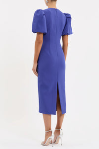 Robe midi Evolet à manches bouffantes Rebecca Vallance bleu ultra marine