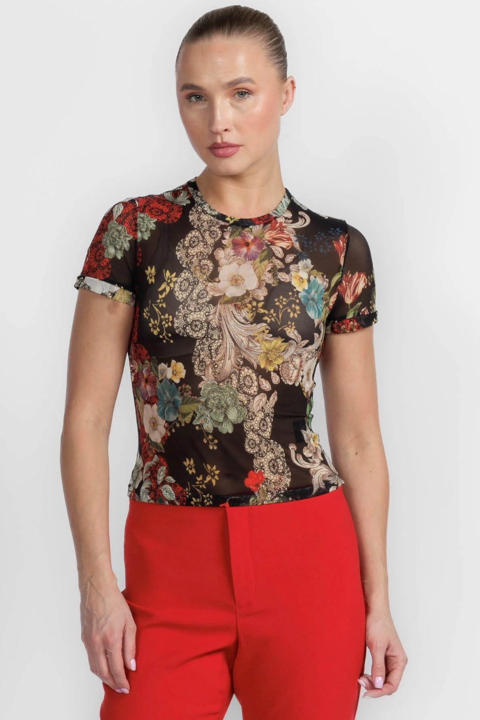 Alice + Olivia Tess Crew Neck Tee Free Spirit