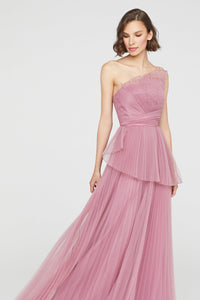 Theia Delphine Pleated Organza Gown