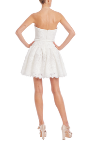 Badgley Mischka Bow Drop Waist Mini Dress Light Ivory