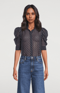Frame The Tie Print Gillian Blouse Navy Multi