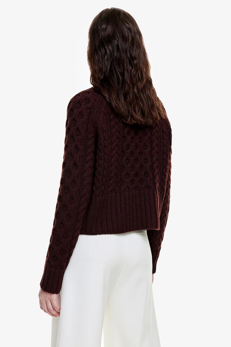 Smythe Cable-Knit Cropped Crewneck