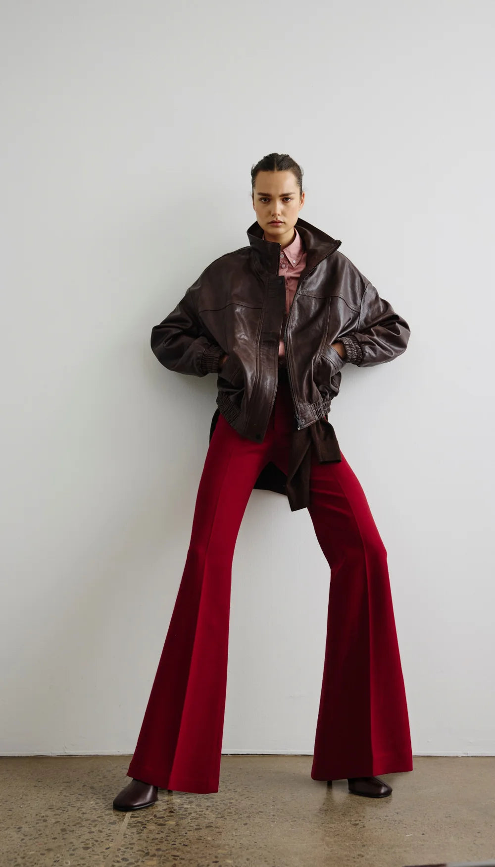 Smythe Oversized Leather Bomber Brown