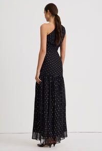 Smythe Single Shoulder Maxi Dress Black/Gold