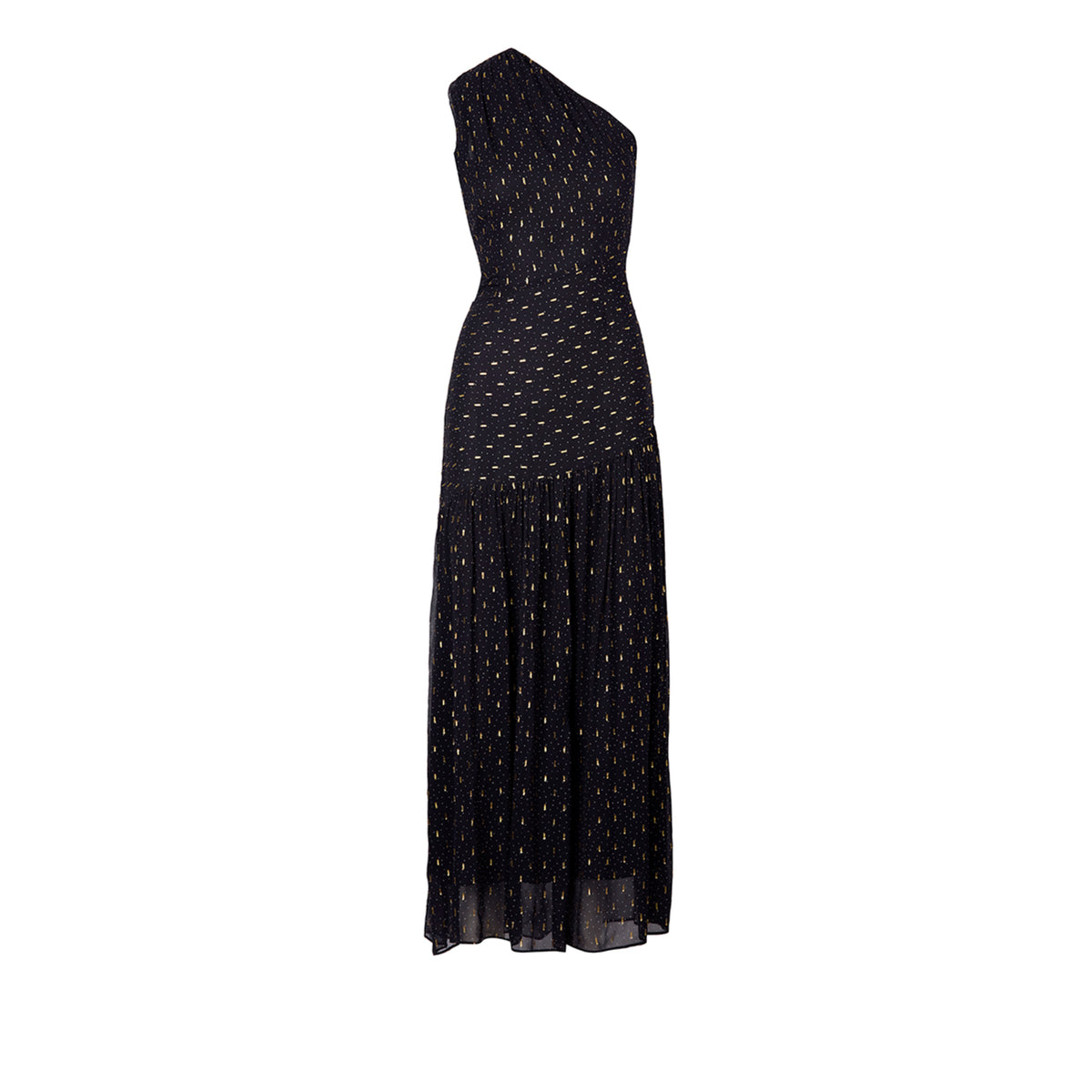 Smythe Single Shoulder Maxi Dress Black/Gold