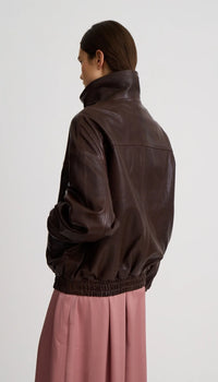 Smythe Oversized Leather Bomber Brown