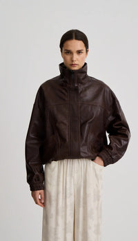 Smythe Oversized Leather Bomber Brown