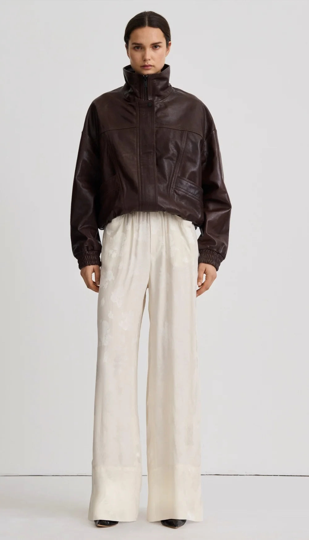 Smythe Oversized Leather Bomber Brown