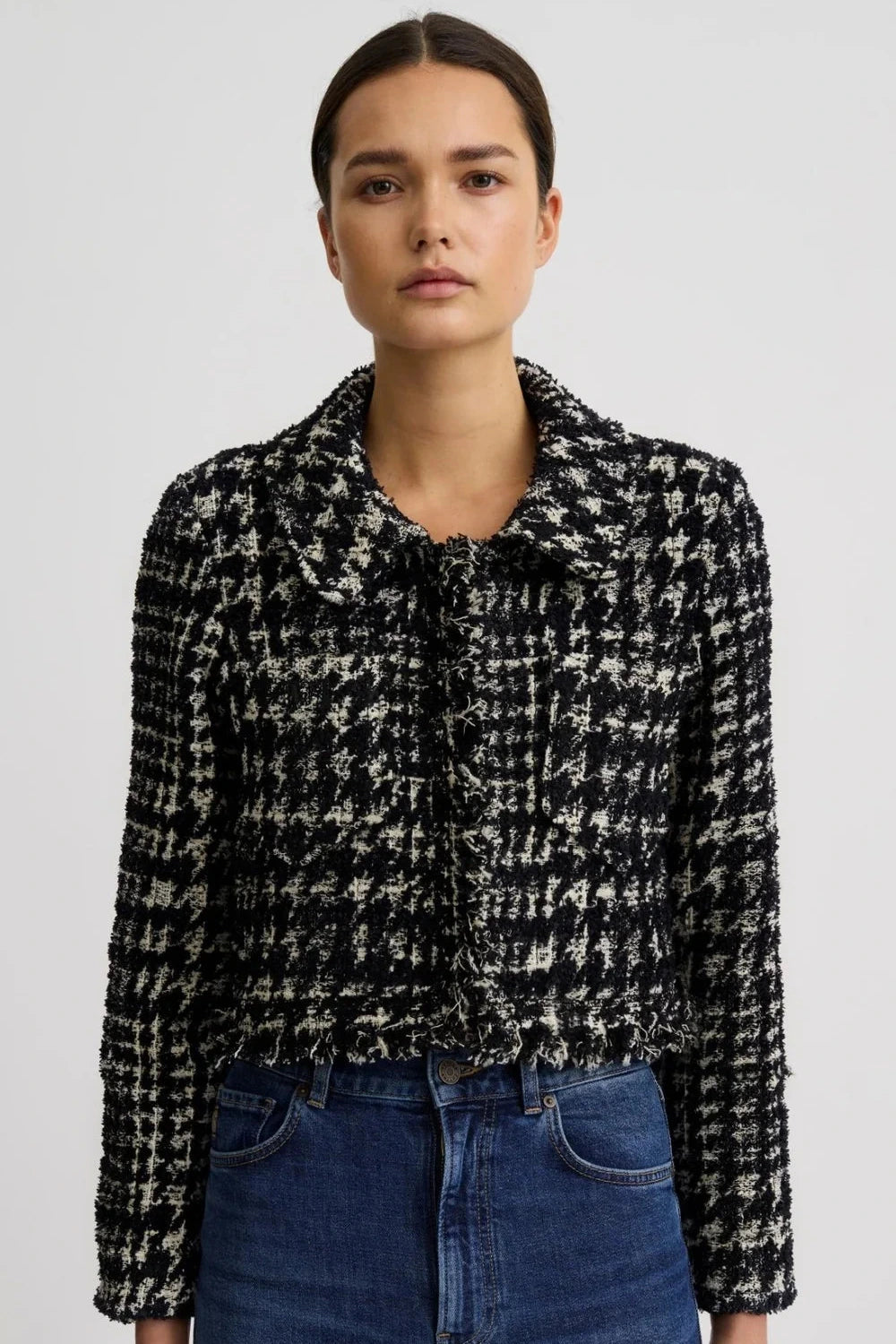 Smythe Long Sleeve Mini Jacket Black Houndstooth
