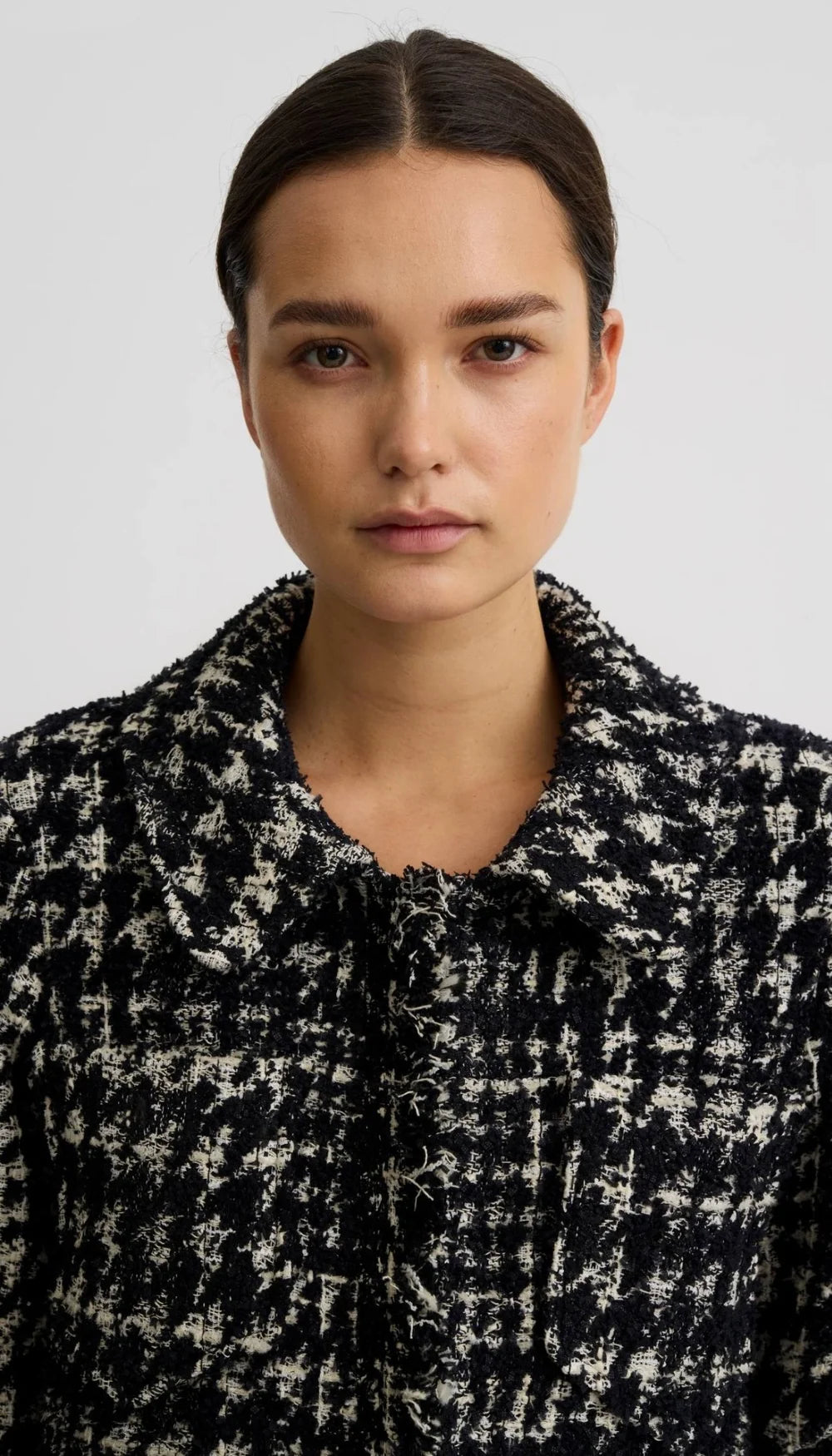 Smythe Long Sleeve Mini Jacket Black Houndstooth
