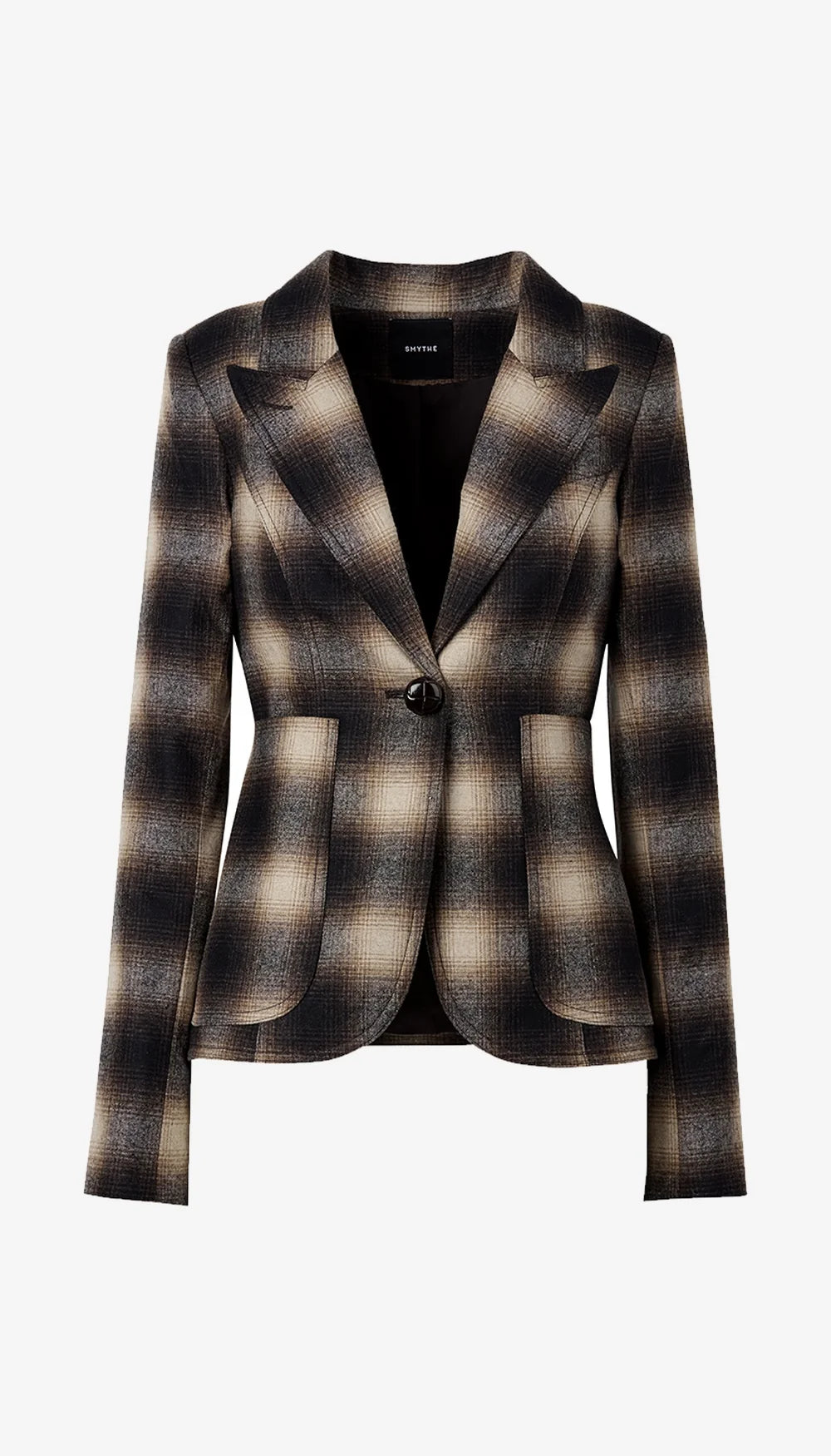 Smythe Patch Pocket Duchess Blazer Neutral Plaid