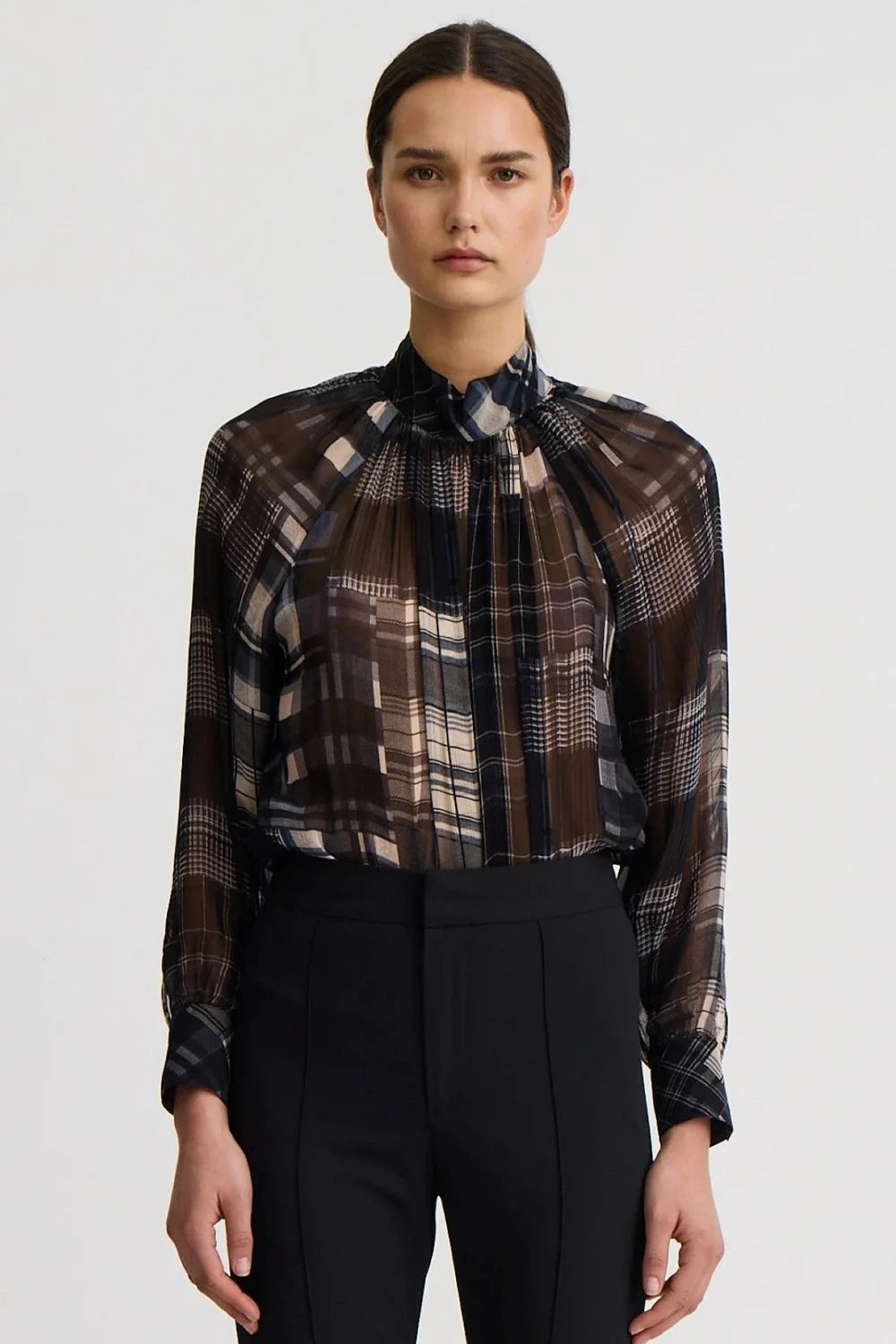Smythe Kitten Blouse Diaphonous Plaid