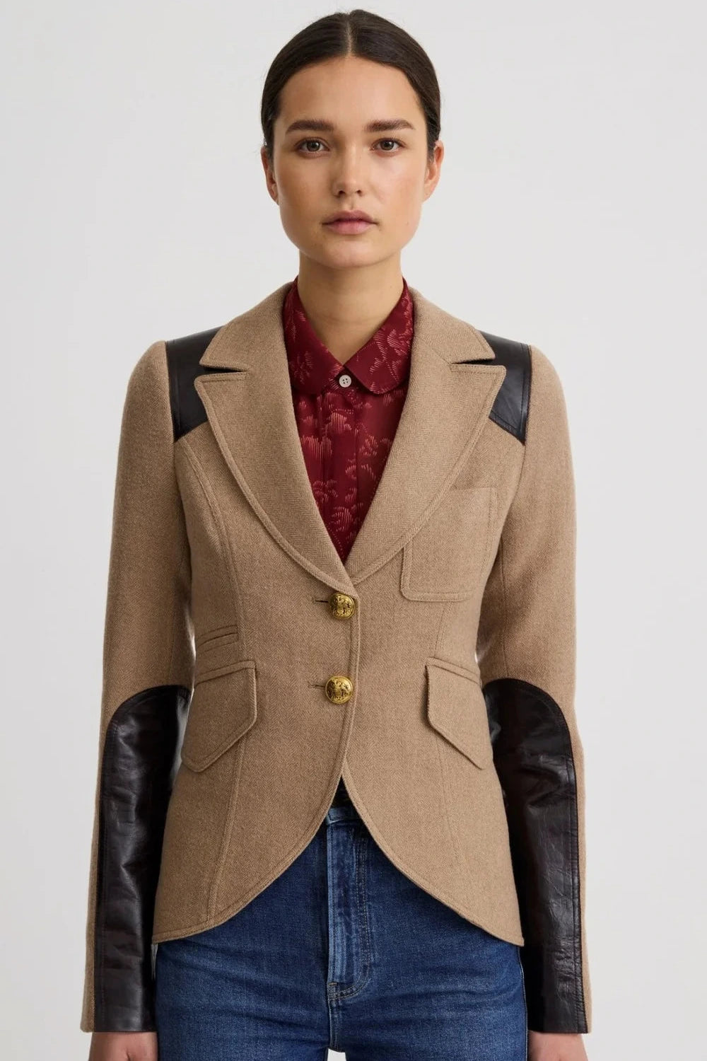Smythe Saddle-Patch Equestrian Blazer Oatmeal/Toast