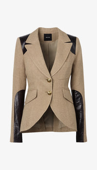 Smythe Saddle-Patch Equestrian Blazer Oatmeal/Toast