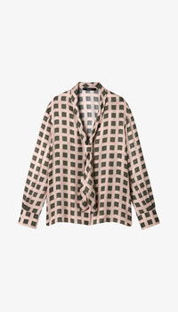 Smythe V-Necktie Blouse Blush Medallion