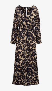 Smythe V-Neck Flounce Hem Dress Leopard
